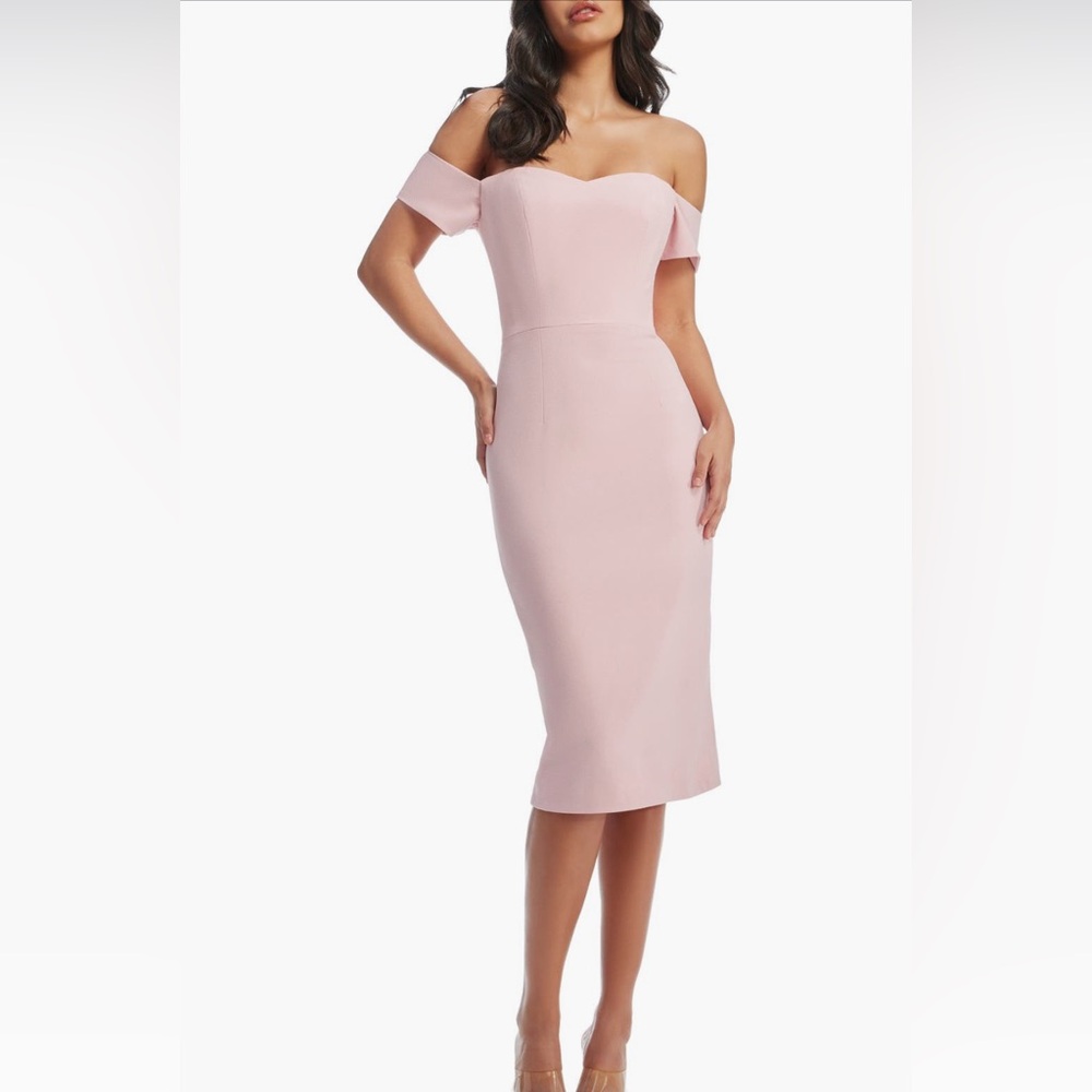 Dress The Population Bailey Off the Shoulder Bodycon Dress Pink Size L